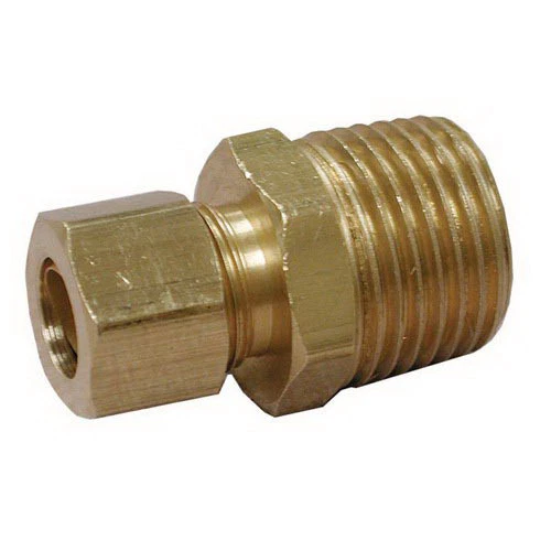10-Pk Jones Stephens Brass 1/4" OD Compression x 3/8" MIP Connector LF 68-46 - Picture 1 of 2