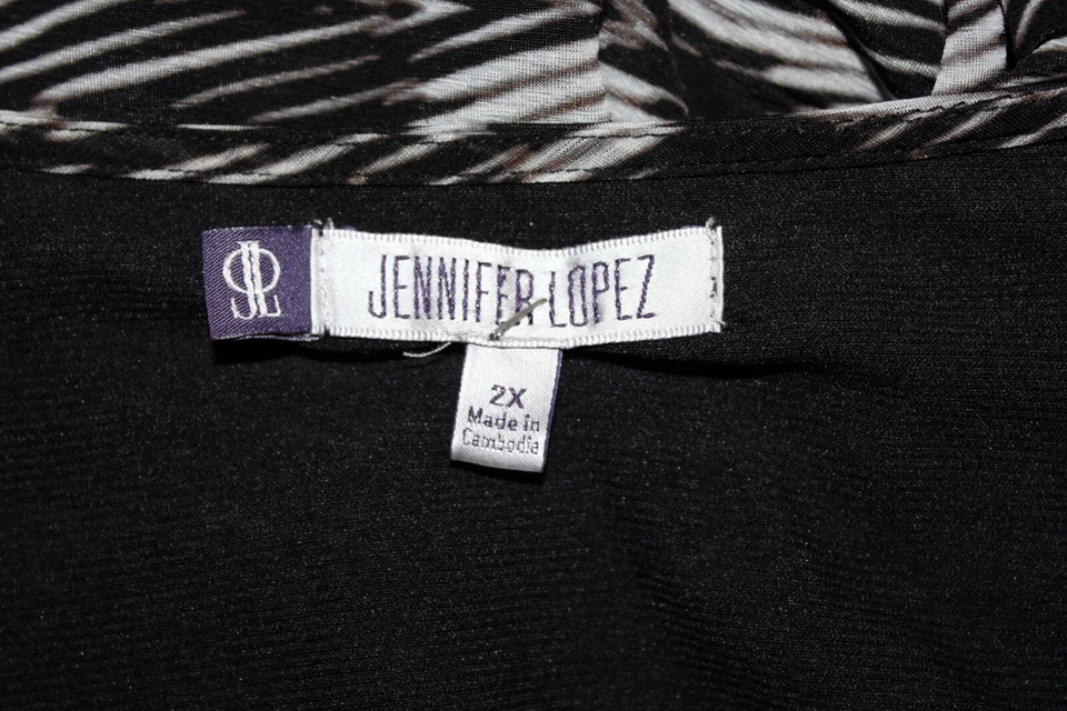 Top Jennifer Lopez para mujer talla 2X negro blanco manga 3/4 100 % poliéster Foto 4 de 4