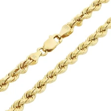14k Yellow Solid Gold 4mm Mens Diamond Cut Rope Chain Necklace Italian Made 22"