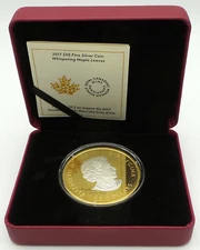 2017 $50 Fine Silver Coin Whispering Maple Leaves Royal Canadian Mint - U1622