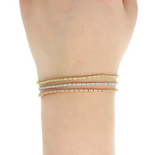 1.00 ct G-SI1 Diamond Tennis Bracelet, 1.5 mm Bracelet, 7 inch, 14K Solid Gold - Picture 3 of 8