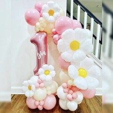 78pcs White Daisy Flower Foil Balloons Photo Wedding Birthday Latex Party Decor
