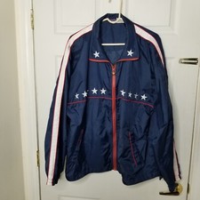 Vintage TSA Athletic Jacket Windbreaker, USA, Stars & Stripes, Zippered, Size XL