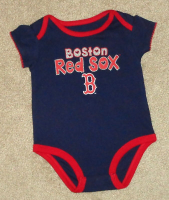 Team Athletics Baby Girls Boston Red Sox Navy Blue Red Baseball Romper 12 M New 