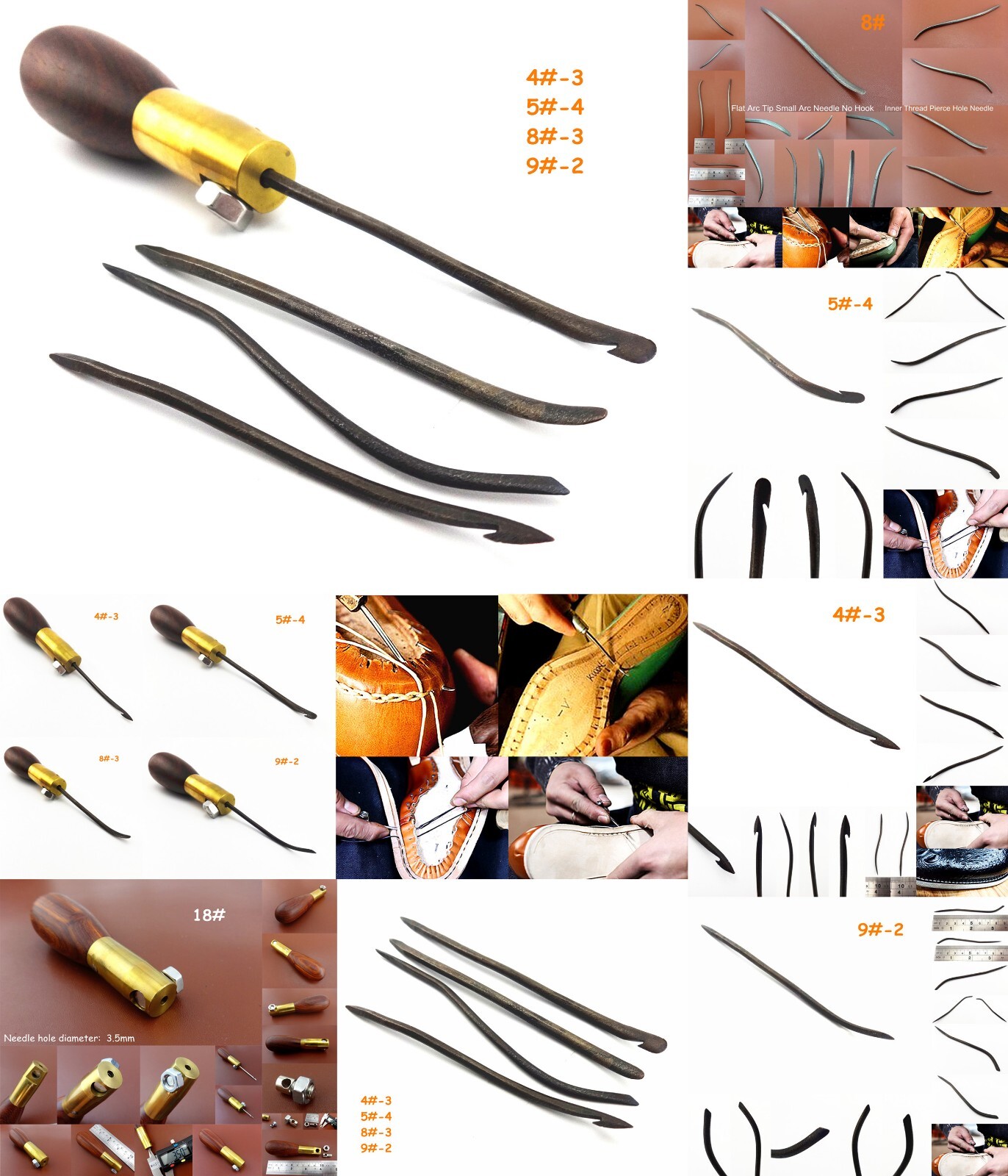 3pc Leather Craft Cobbler Shoemaker Cutter Knife Awl 2 Side 4in1 Rasp