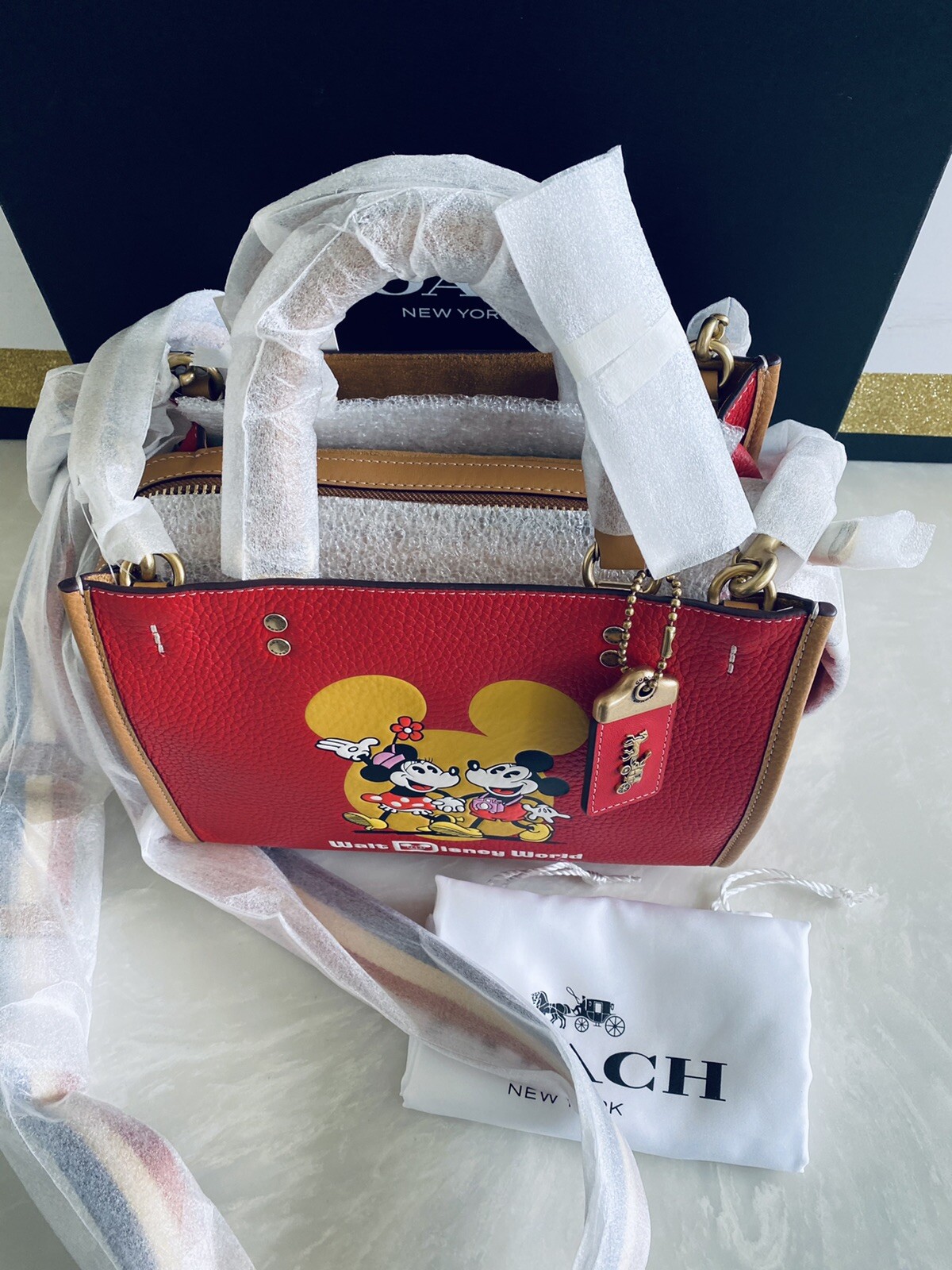 NWT COACH X DISNEY LTD 50 YR. ELECTRIC RED/MUTLI MICKEY & MINNIE MOUSE ROGUE 25 image 3