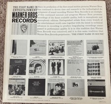 WARNER BROS. Records LP Inner Sleeve circa 1962