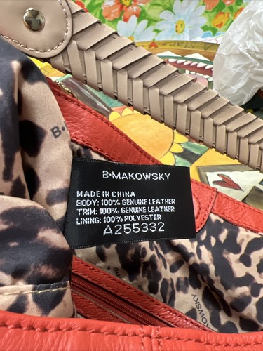 b makowsky Lederhandtasche orange. Geflochtener Griff. Weich. Magnetverschluss Neu - Bild 8 von 9
