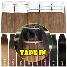 CLEARANCE Tape In 8A Russian Remy Human Hair Extensions Skin Weft Full Head Glue