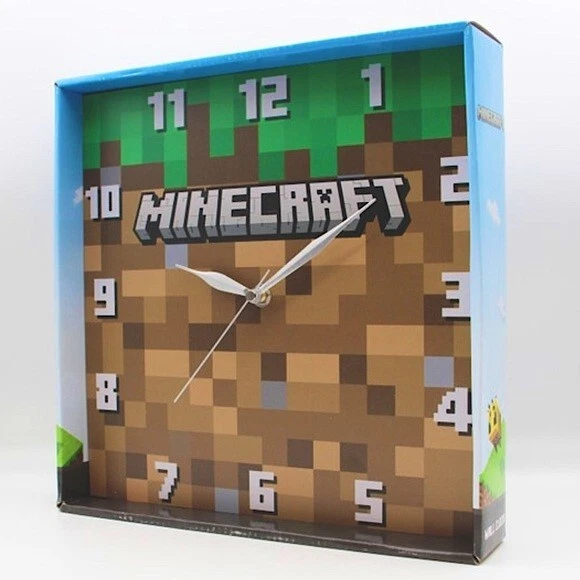 Minecraft Grass Block Square Wall Clock Gamer Home Decor 11 in Tan Green NEW - Image 2 of 4