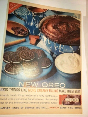 Vintage Oreo Cookie Advertisment Magazine Page Nabisco New Oreo 13 1/4'' x 10 1/4