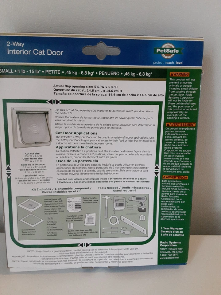 PetSafe Cat Dog Door Small 1 lb - 15 lb CD10-050-11 2-Way Interior Brand New! - Image 2 of 4