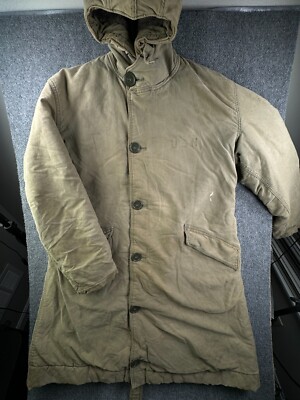VTG USN Navy Deck Jacket Field Coat Lined Artillery Repair Dock OINC ARD-16