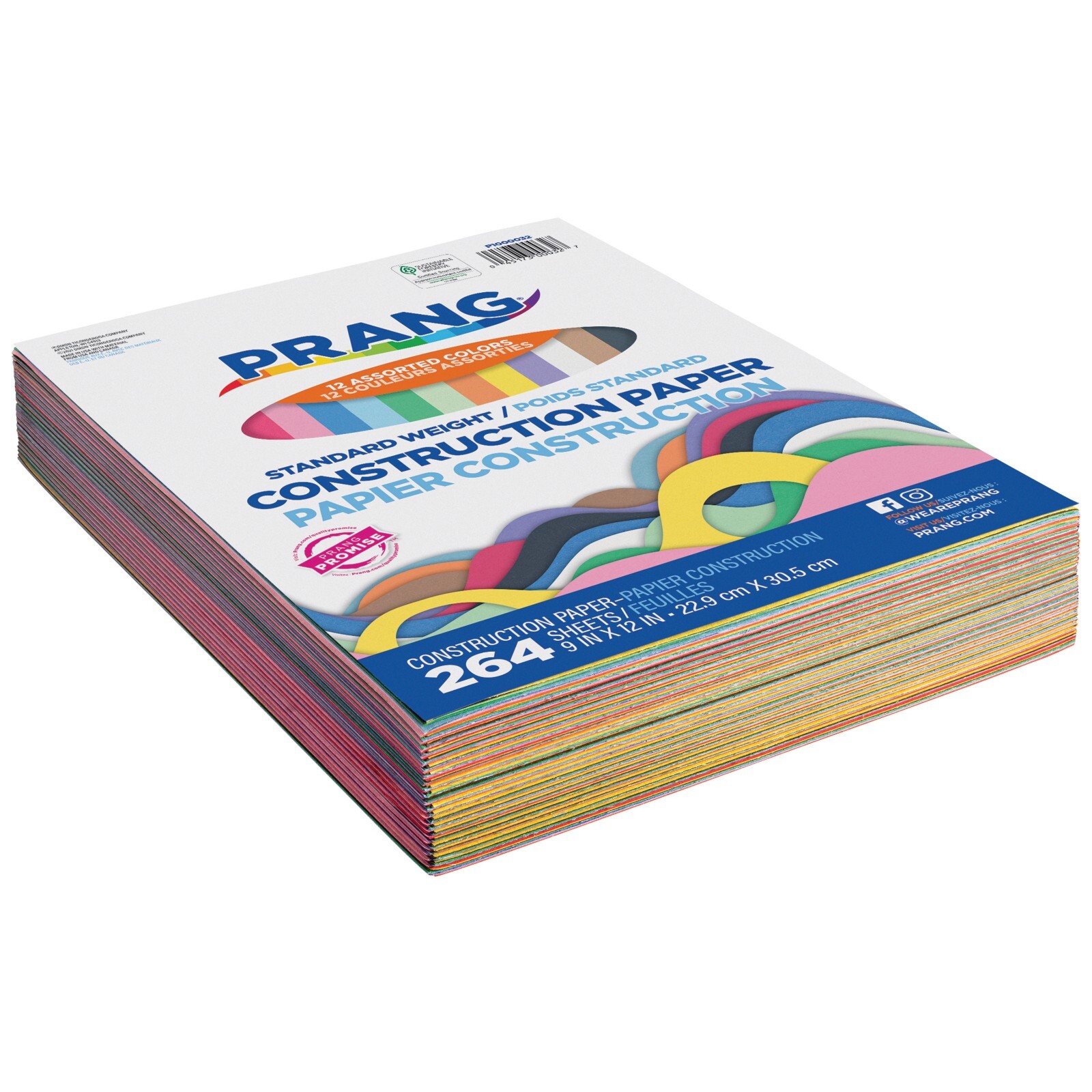 Prang Smart Stack 9" x 12" Construction Paper Assorted Colors 264 Sheets/Pack