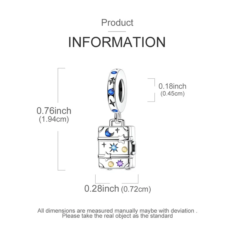 MULA Starlight Gepäck Anhänger CZ Charm 925 Sterling Silber für Frauen Armband - Bild 3 von 4