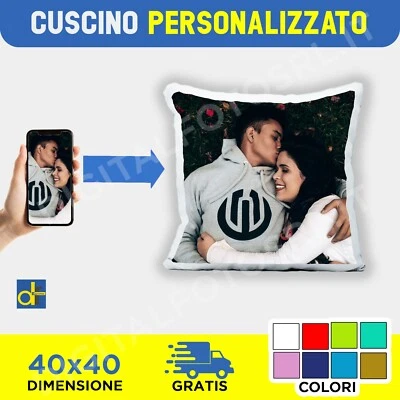 Cojín Modificado Con Foto 40x40 Acolchado Color a Elegir Idea de Regalo - Imagen 1 de 2