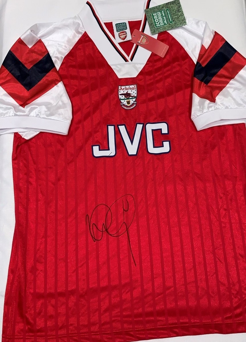 Ian Wright signed Arsenal 1992- 1994 retro jersey, signed in black