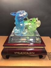 Jewell Chinese Zodiac Lunar Rabbit Fengshui Crystal Base Lacquered Stand Lights