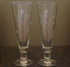 Lot of 2 C G Quartex Star Dust Pilsner Glasses Atomic Mid Century Barware