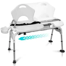 Sliding Shower Chair & Tub Transfer Bench Ergo with Arm Rest up to 300 LBS