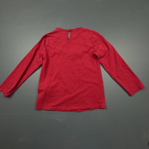 Zara Girls Long Sleeve Blouse Size 6 Red Boho Pintuck Casual Pullover Crewneck - Picture 4 of 5