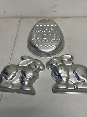 Wilton Happy Easter Egg 13'' Cake Pan And Bunny Cake Pan (unknown brand) 2 Total