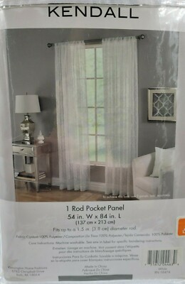 Kensington Home Fashions Kendall One Rod Pocket Panel 54'' x 84'' White Polyester