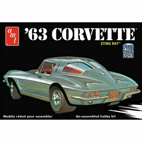 AMT '63 CORVETTE STING RAY 1/25 SCALE PLASTIC MODEL KIT #861 retro deluxe Neu