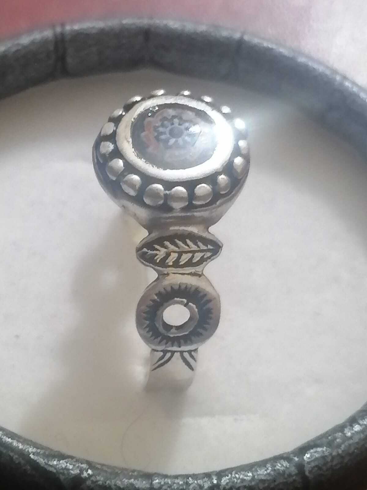 Vtg Moroccan Solid Silver Ring Enameled Multi Lay… - image 7