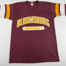 Vintage Single Stitch Bloomsburg University T-Shirt Med Logo 7 V Neck USA Made