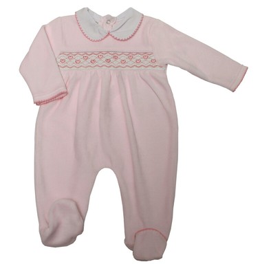 baby girl velour sleepsuit