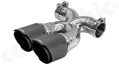 CARGRAPHIC Sport-Tailpipes 89mm Matt-Black-Carbon 981 Boxster Cayman tips trims