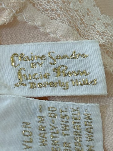 Vtg Lucie Ann Beverly Hills Long Full Nightgown Floral Appliqué Blush Pink P M - Picture 9 of 12