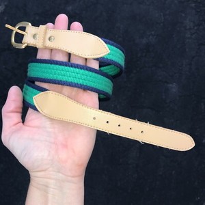 green blue striped classic preppy woven leather 70s belt accent collegiate 80s