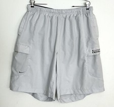 Nike Mens Mesh Lined Cargo Swim Trunks Shorts Gray Logo 10  Inseam Sz XXL