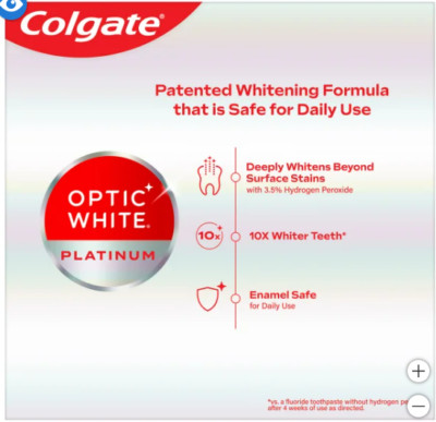 Colgate Optic White Platinum Toothpaste (4 in 1) 4.1 oz (Pack of 4) 