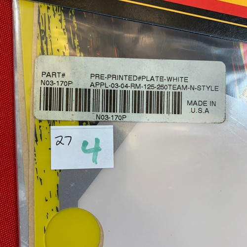 NOS N-Style Suzuki APPL-03-04-RM-125-250 Equipo Placa Pre Impresa Blanca N03-170P - Imagen 3 de 3