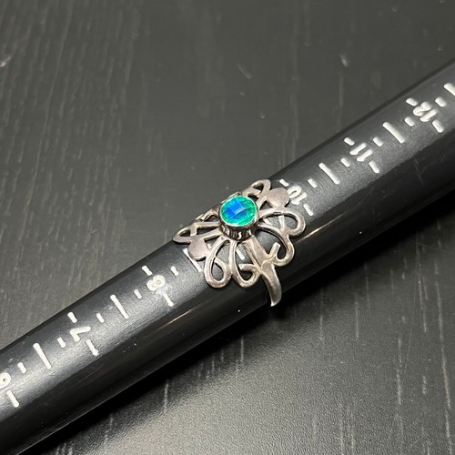 Anillo Plata Topacio Piedra Talla 9 Diseño Ornamentado 3.74 g Joyería Vintage - Imagen 3 de 9