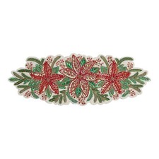 Pier Place World Market Pier 1 Beaded 35" Christmas Poinsettia Table Runner
