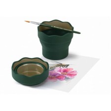 2 gobelets à eau ou peinture, pliables, FABER CASTELL Clic&Go, vert foncé/Neufs