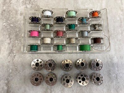 Bobbins. Lot of 28. For Singer/Brother Sewing Machine's - W/1 Plastic Container