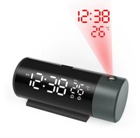 Projection Digital Alarm Clock with 180° Rotatable Projector Clear LED Display