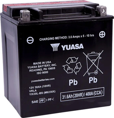 Yuasa YIX30L-BS High Performance Maintenance Free AGM Battery 12V