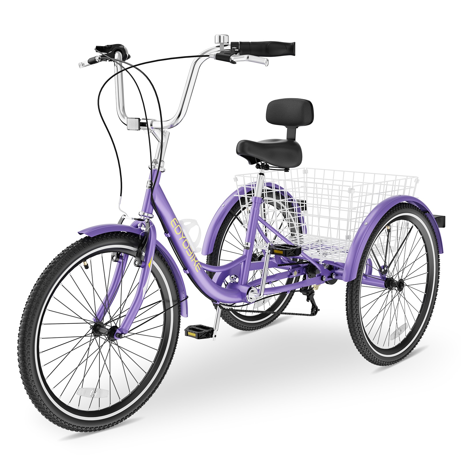 NAIZEA 20/24/26" Tricycle 7 Speed 3 Wheel Trike Cruiser Bike Low Step & Basket