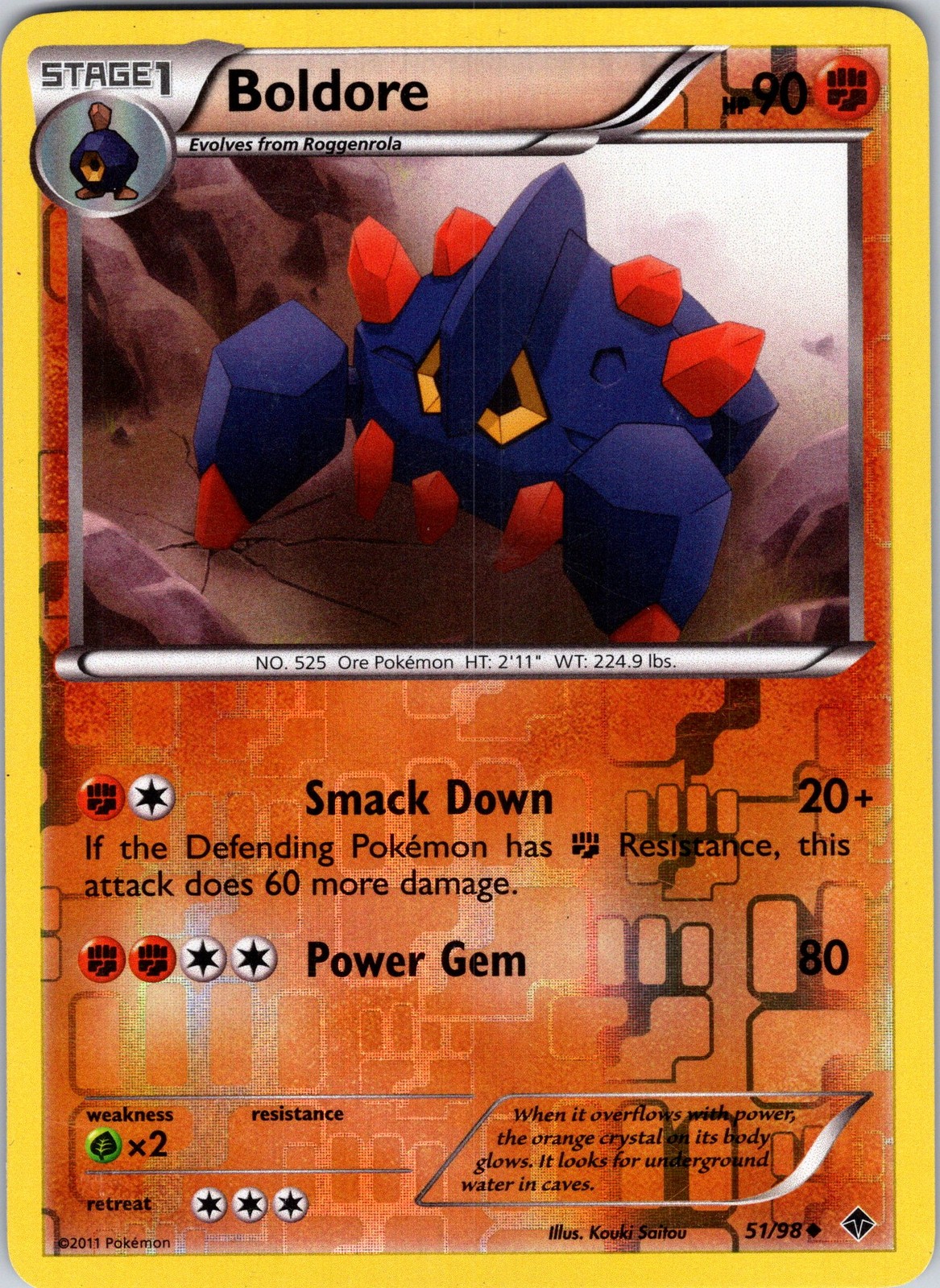 Boldore (51) 51/98 Emerging Powers Pokemon LP Reverse Holo