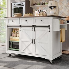Küchenwagen mit Klappbar Arbeitsplat, 3 Schubladen Kücheninsel Küchenschrank