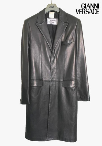 Versace, Gianni-Era Versace Leather Frock Coat — IT48 (US38) — Rare 1990s — Made in Italy