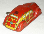 VINTAGE J. CHEIN WINDUP WOODY TIN CAR — photo 3