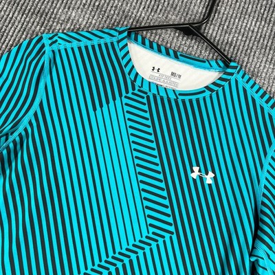 Under Armour ColdGear Fitted Womens Medium Green Geometric Long Sleeve Active