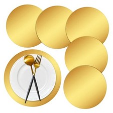 100 Pieces Gold Paper Placemats Round Disposable Glitter Table Mats Mirror
